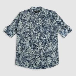 CAVIO Boys Comfort Floral Printed Mandarin Collar Long Roll Up Sleeves Casual Shirt-image-25