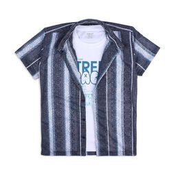 CAVIO Boys Vertical Stripes Casual Shirt & T-Shirt-image-83