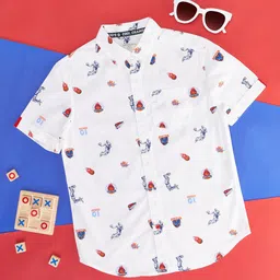 Pantaloons Junior Boys Conversational Printed Cotton Casual Shirt-picture-35