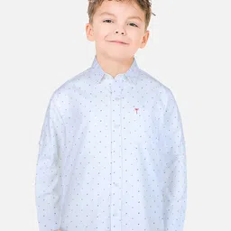 Palm Tree Boys Micro Ditsy Printed Cotton Casual Shirt-image-101