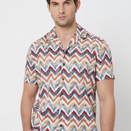 Mufti Opaque Printed Cotton Casual Shirt-image-68