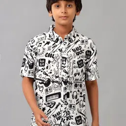 UNDER FOURTEEN ONLY Boys Conversational Printed Cotton Opaque Casual Shirt-image-96