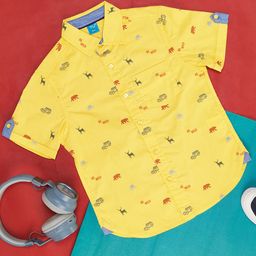 YU by Pantaloons Boys Conversational Printed Pure Cotton Casual Shirt-5