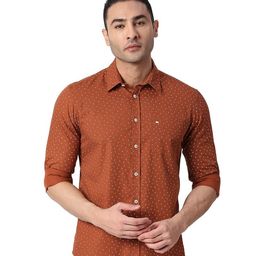 Basics Slim Fit Micro Ditsy Printed Cotton Casual Shirt-image-86