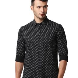 Basics Slim Fit Micro Ditsy Printed Poplin Casual Shirt-image-89