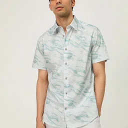 Andamen Premium Slim Fit Abstract Printed Twill Cotton Casual Shirt-image-30