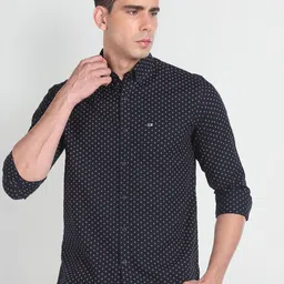 Arrow Sport Slim Fit Opaque Micro Ditsy Printed Herringbone Pure Cotton Casual Shirt-image-14