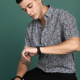 SHOWOFF Men Micro Ditsy Printed Cotton Standard Slim Fit Casual Shirt-image-73