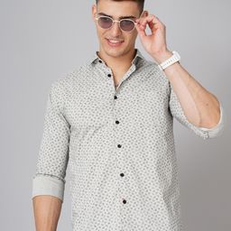 PAUL STREET Geometric Printed Standard Slim Fit Cotton Opaque Casual Shirt-image-4