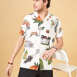 Urban Ranger by pantaloons Slim Fit Conversational Printed Opaque Casual Shirt-image-80