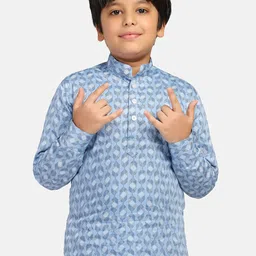 TAHVO Boys Geometric Printed Cotton India Slim Fit Opaque Casual Shirt-image-7