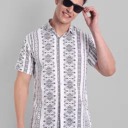 Majestic Man Slim Fit Smart Abstract Printed Casual Cotton Shirt-image-91