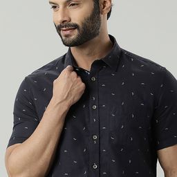 Indian Terrain Micro Ditsy Printed Cotton Linen Casual Shirt-image-52