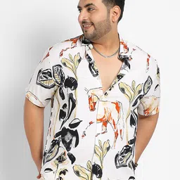 Instafab Plus Classic Floral Printed Spread Collar Casual Shirt-image-71