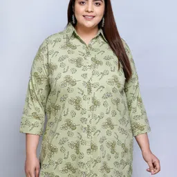 IN Love Plus Size Classic Floral Printed Cotton Longline Casual Shirt-picture-19