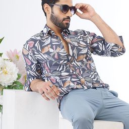 JADE BLUE Slim Fit Floral Opaque Printed Cotton Casual Shirt-image-96
