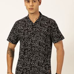 Provogue Slim Fit Cuban Collar Floral Printed Cotton Casual Shirt-image-45