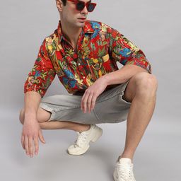 HANDICRAFT PALACE Comfort Printed Spread Collar Pure Cotton Oversized Casual Shirts-image-16