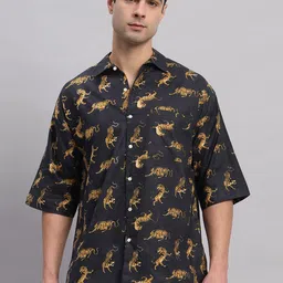 HANDICRAFT PALACE Comfort Conversational Printed Oversized Pure Cotton Casual Shirt-image-89