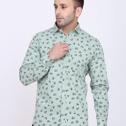 HANUMNTRA Comfort Floral Printed Regular Fit Spread Collar Polycotton Casual Shirt-image-80
