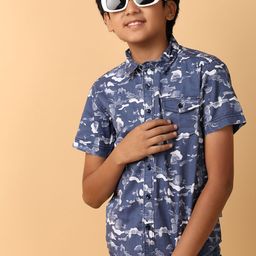 V-Mart Boys Abstract Printed Spread Collar Short Sleeves Twill Weave Cotton Casual Shirt-image-79