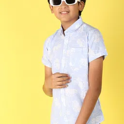 V-Mart Boys Floral Printed Spread Collar Short Sleeves Modal Casual Shirt-image-21