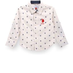 U.S. Polo Assn. Kids Boys Logo Printed Spread Collar Classic Casual Shirt-picture-48