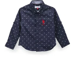 U.S. Polo Assn. Kids Boys Classic Fit Conversational Printed Roll-Up Sleeves Casual Shirt-picture-5