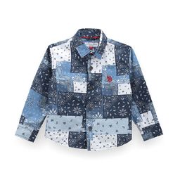 U.S. Polo Assn. Kids Boys Classic Fit Paisley Printed Roll-Up Sleeves Cotton Casual Shirt-image-55