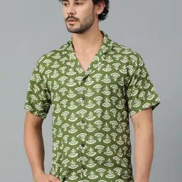 Kotty Men Cuban Collar Conversational Printed Casual Shirt-image-99