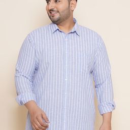John Pride Plus Size Vertical Striped Regular Fit Opaque Cotton Casual Shirt-picture-55