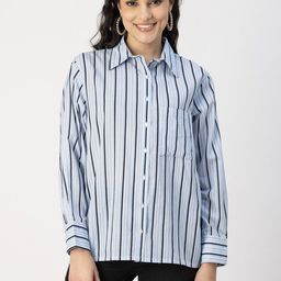 Moomaya Opaque Striped Casual Spread Collar Cotton Shirt-image-46