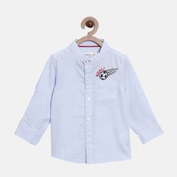Nuberry Boys Blue Striped Casual Shirt-picture-45