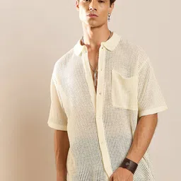 MASCLN SASSAFRAS Relaxed Spread Collar Striped Casual Shirt-image-69