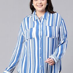 Oxolloxo Plus Size Relaxed Fit Vertical Striped Casual Shirt-image-9