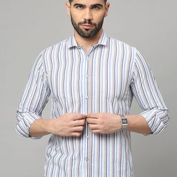 Mast & Harbour Striped Classic Slim Fit Cotton Casual Shirt-image-76