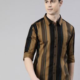 Provogue Slim Fit Opaque Striped Pure Cotton Casual Shirt-image-50