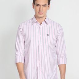 Arrow Sport Men Pure Cotton Slim Fit Opaque Striped Oxford Casual Shirt-picture-41
