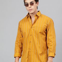 Hancock Standard Slim Fit Opaque Vertical Striped Pure Cotton Casual Shirt-image-41