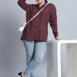 Moms Maternity Women Khadi Cotton  Opaque Striped Printed Casual Shirt-picture-14