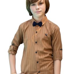 BAESD Boys Classic Spread Collar Long Sleeves Striped Casual Cotton Shirt-image-2