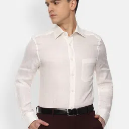 Louis Philippe Men Cream-Coloured Formal Shirt-image-40