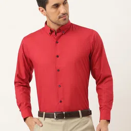 SOJANYA Men Red Classic Regular Fit Cotton Solid Formal Shirt-picture-18