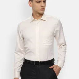 Louis Philippe Permapress Men Cream-Coloured Wrinkle Free Formal Shirt-image-130