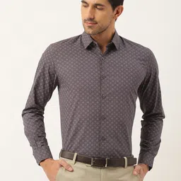 SOJANYA Men Grey Classic Fit Printed Formal Shirt-image-68