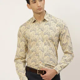 SOJANYA Men Beige & Grey Classic Floral Printed Formal Shirt-picture-11