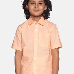 Sethukrishna Boys Peach-Coloured Relaxed Formal Shirt-90