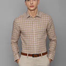 Louis Philippe Men Khaki Checked Formal Shirt-image-21