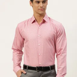 SOJANYA Men Pink Classic Printed Cotton Formal Shirt-image-92