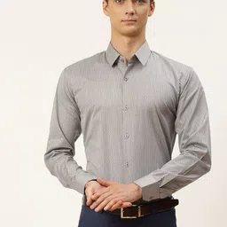 SOJANYA Men Grey & Off-White Classic Striped Formal Shirt-picture-16